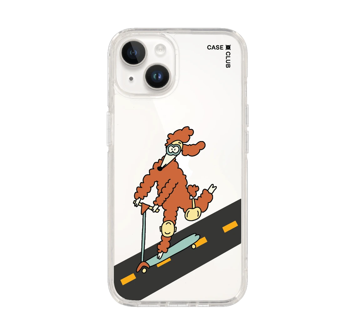 iphone 14 clear case poodle on scooter